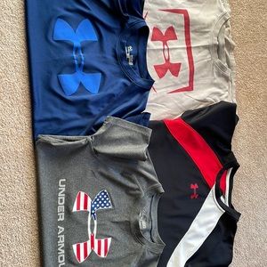 Boys Youth Medium Under Armour short sleeve shirts - price for 4